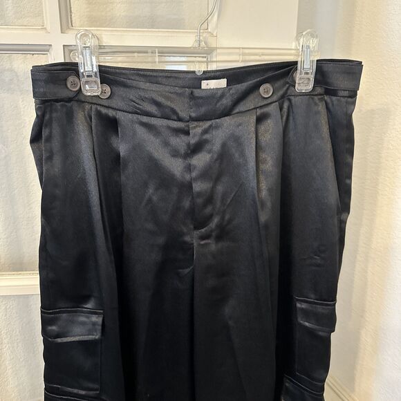 A New Day Women's 10 Straight Relaxed High Rise Satin Cargo Pants Glossy - Picture 2 of 11